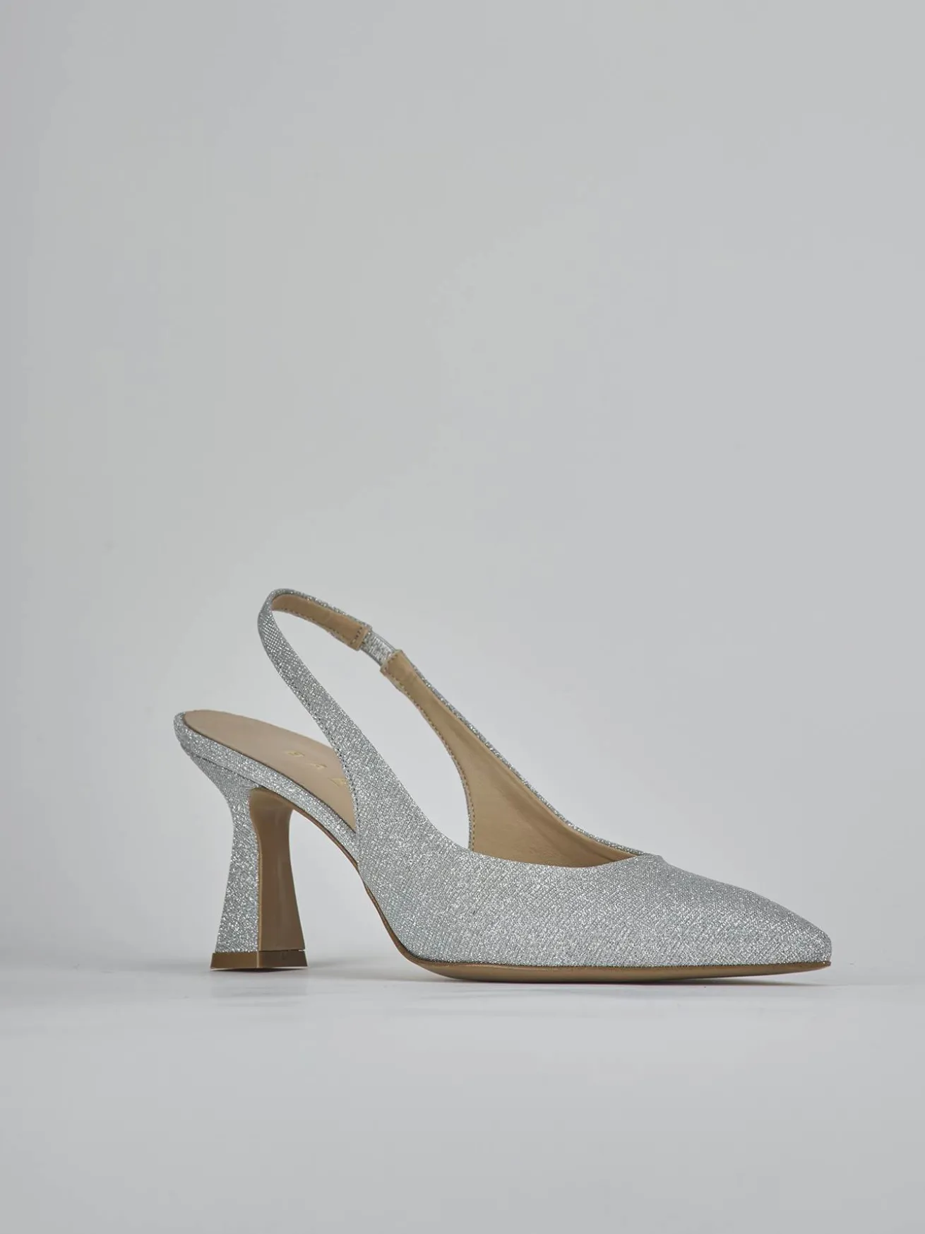 Slingback tacco 7cm pelle argento