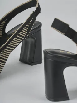 Slingback tacco 7cm pelle nero