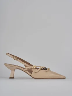 Slingback tacco 6cm pelle beige