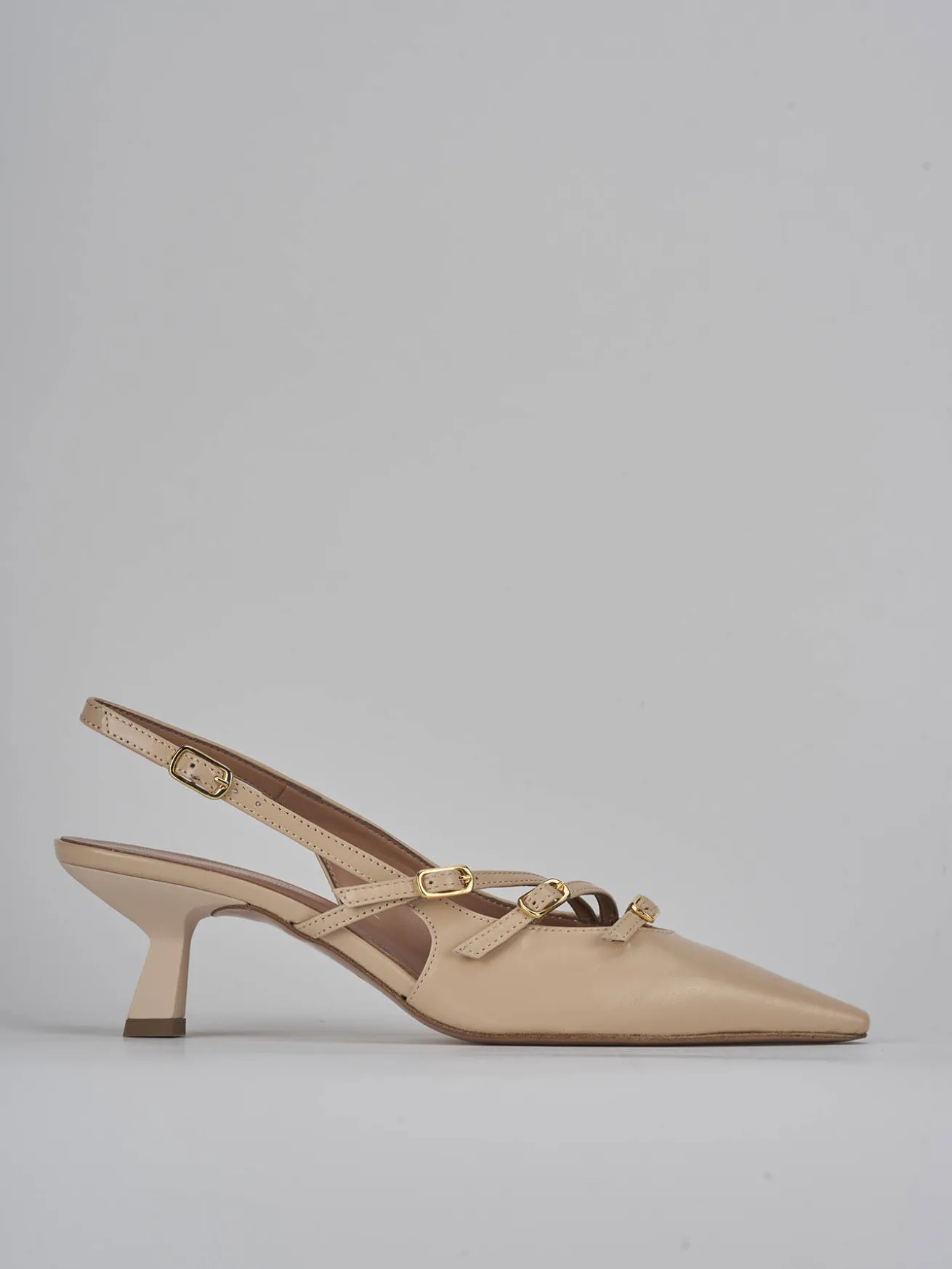Slingback tacco 6cm pelle beige