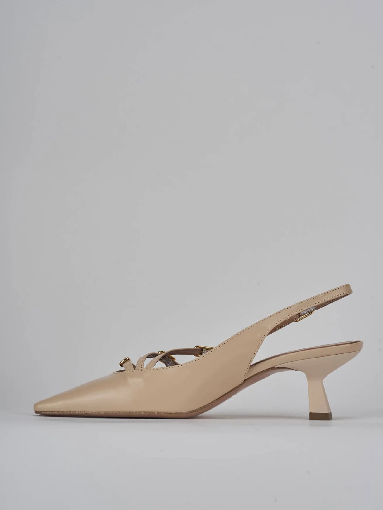 Slingback tacco 6cm pelle beige