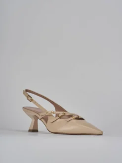 Slingback tacco 6cm pelle beige