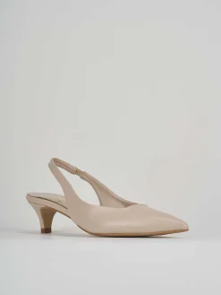 Slingback tacco 3cm pelle beige