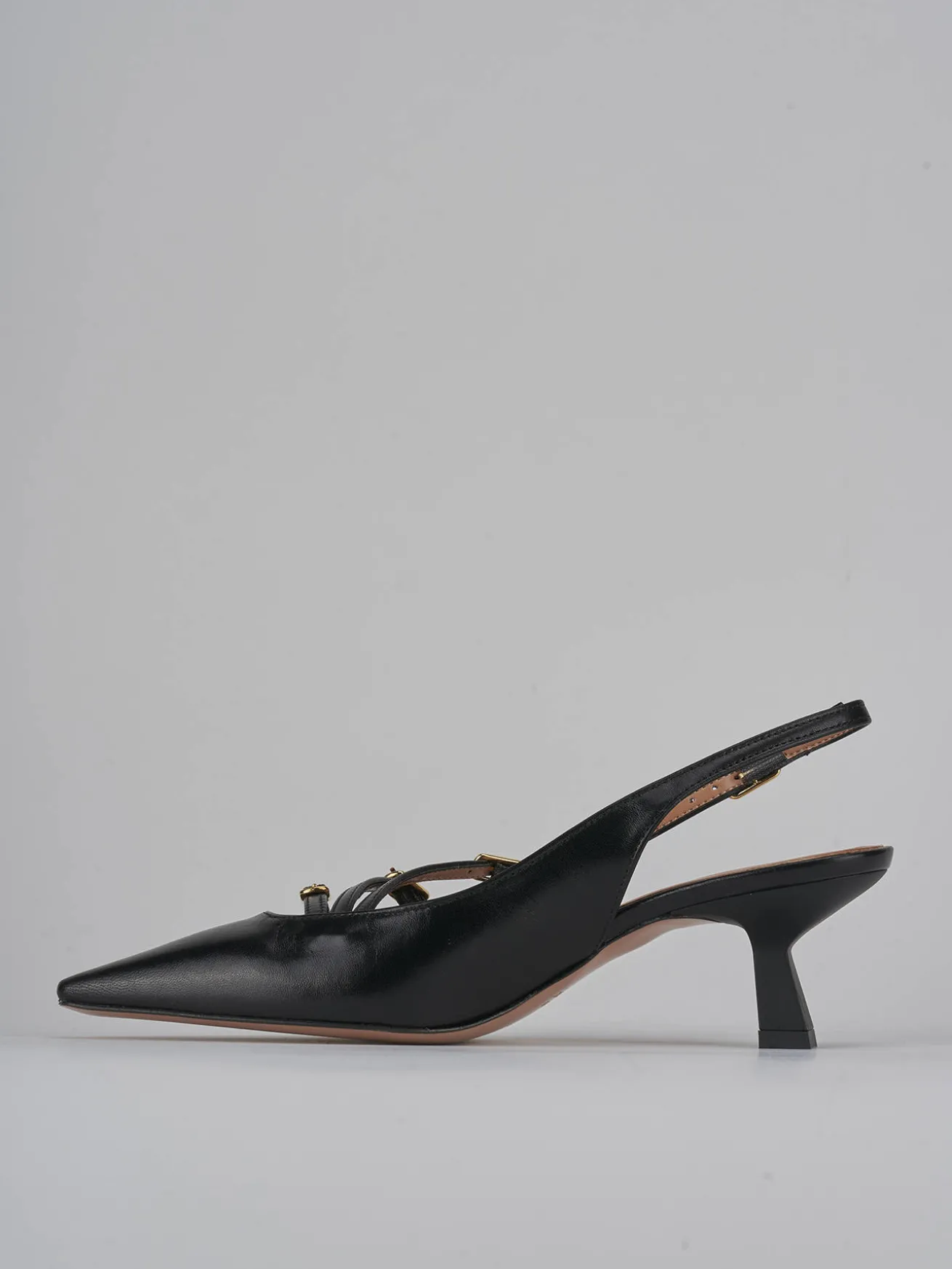 Slingback tacco 6cm pelle nero