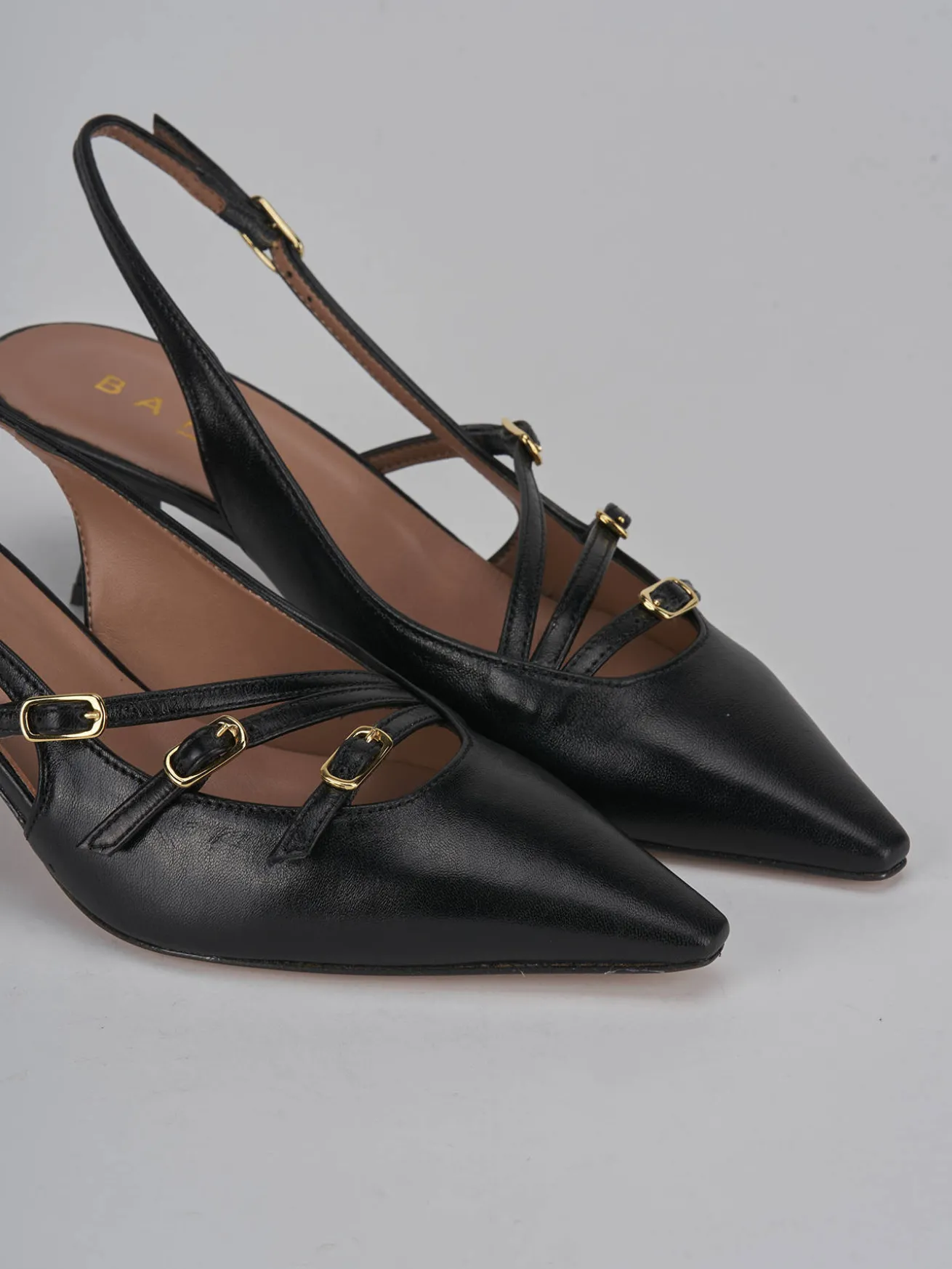 Slingback tacco 6cm pelle nero