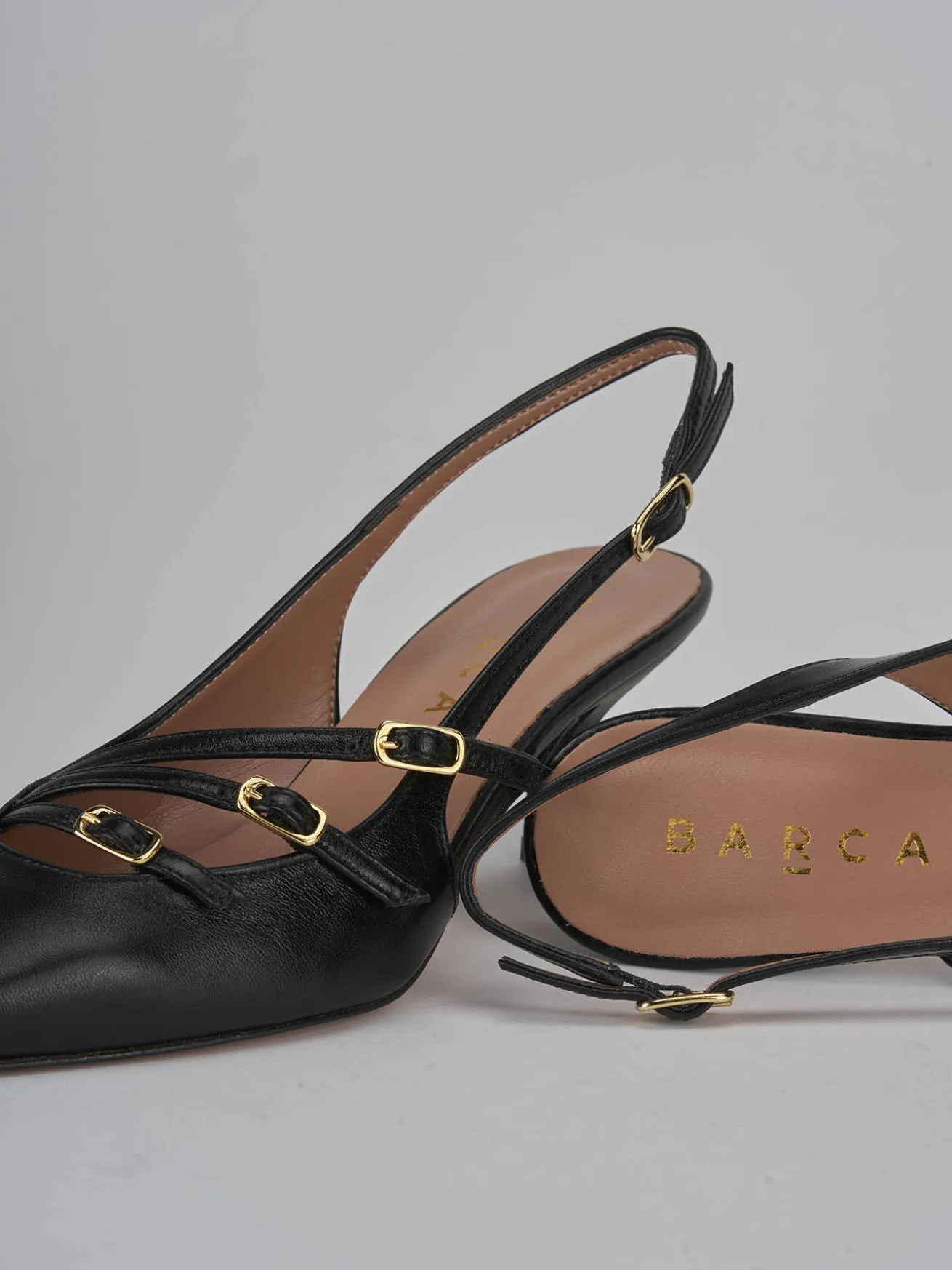 Slingback tacco 6cm pelle nero