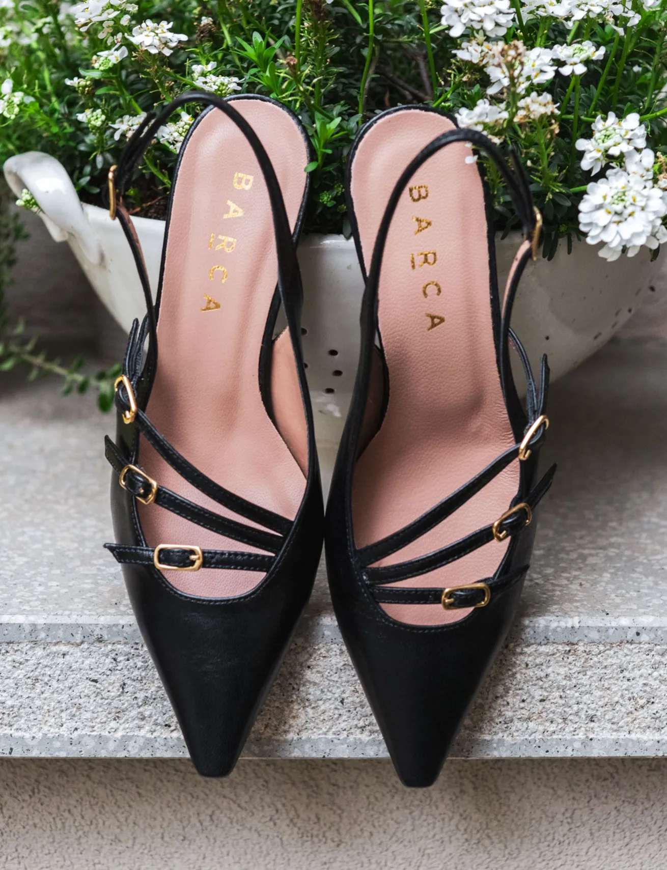 Slingback tacco 6cm pelle nero