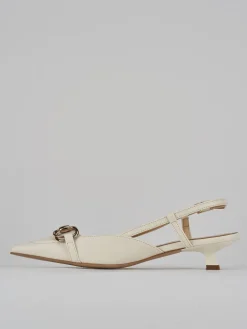 Slingback tacco 3cm pelle bianco