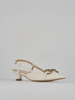 Slingback tacco 3cm pelle bianco