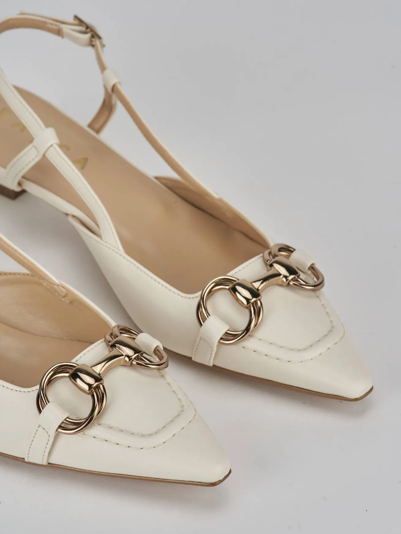 Slingback tacco 3cm pelle bianco