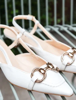 Slingback tacco 3cm pelle bianco