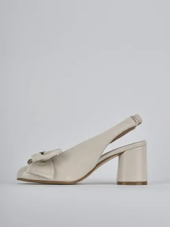 Slingback tacco 8cm pelle bianco