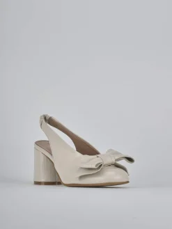 Slingback tacco 8cm pelle bianco
