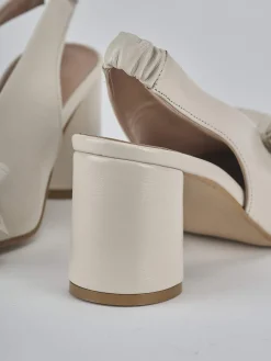 Slingback tacco 8cm pelle bianco