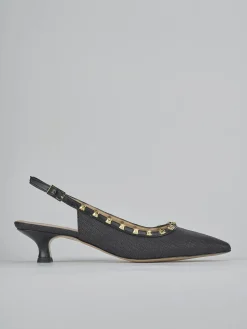 Slingback tacco 4cm pelle nero