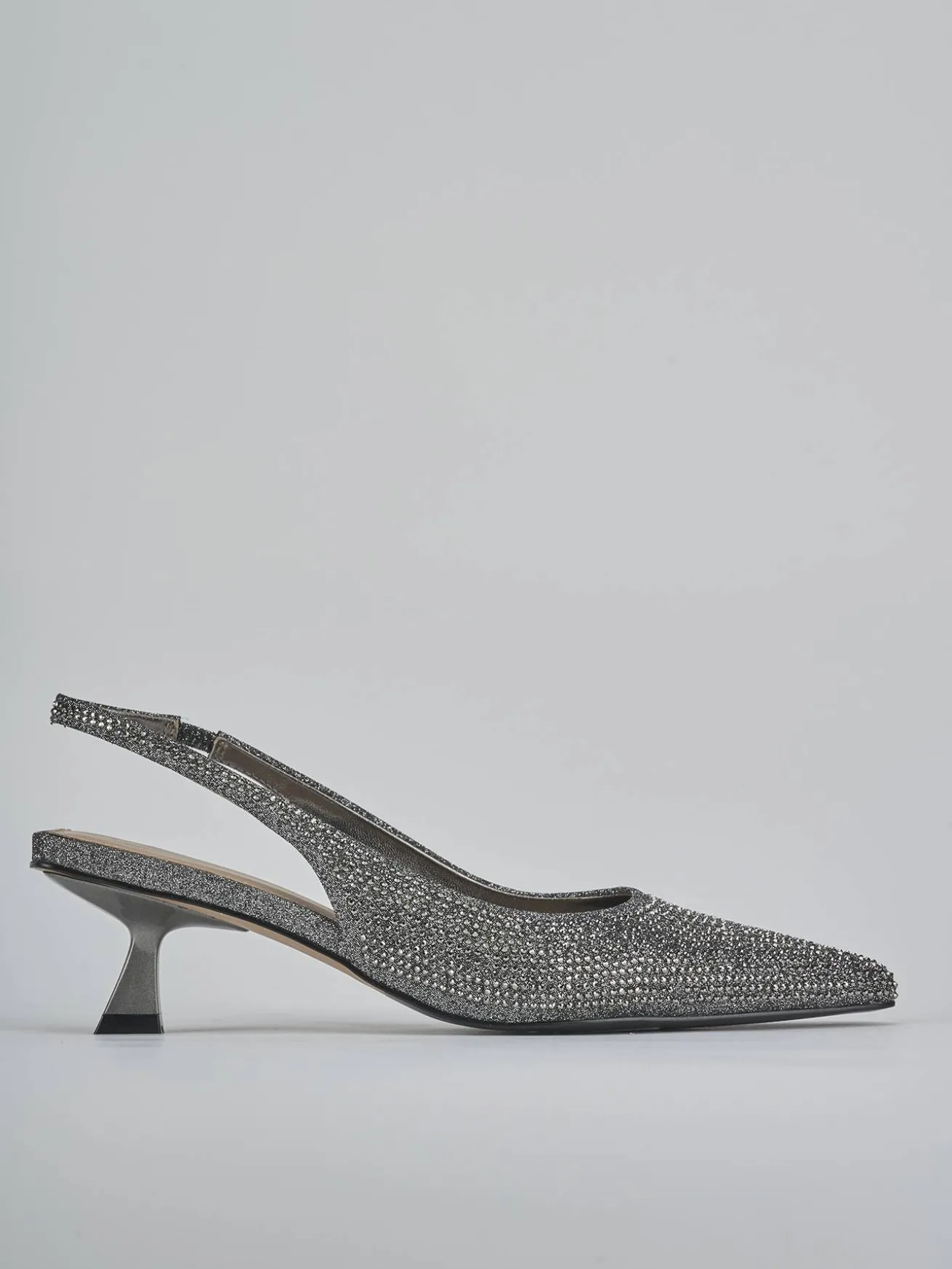 Slingback tacco 5cm pelle argento