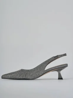 Slingback tacco 5cm pelle argento