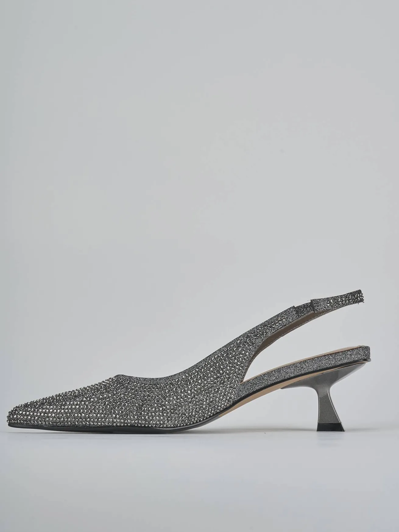 Slingback tacco 5cm pelle argento