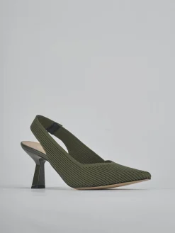 Slingback tacco 7cm pelle verde