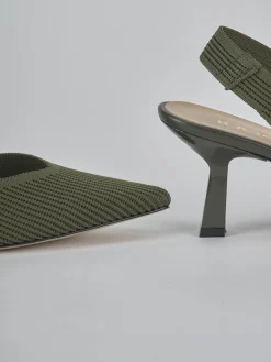 Slingback tacco 7cm pelle verde