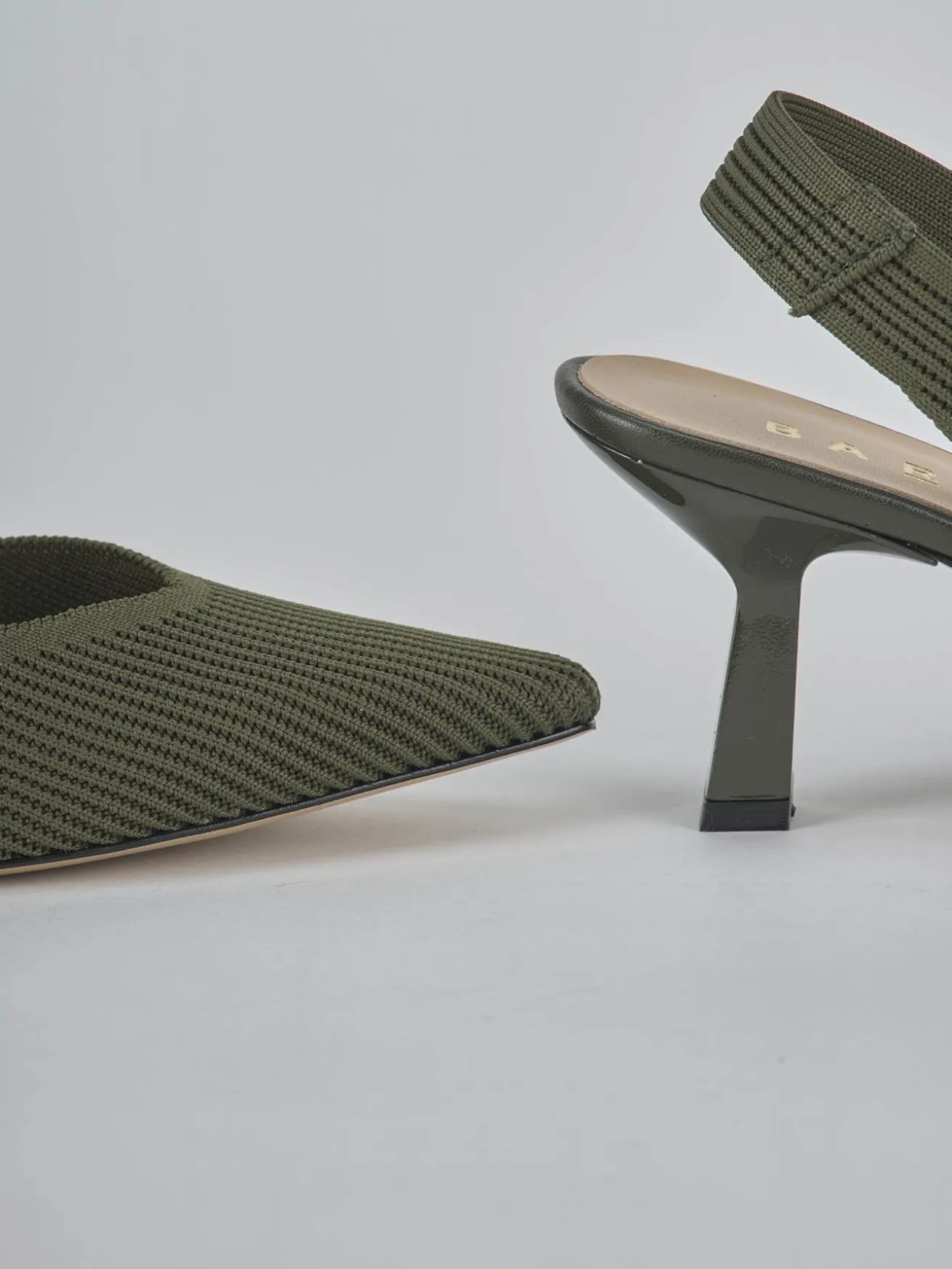 Slingback tacco 7cm pelle verde