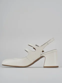 Slingback tacco 5cm pelle bianco
