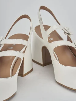 Slingback tacco 5cm pelle bianco