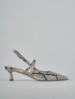 Slingback tacco 5cm pitone beige