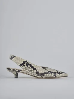 Slingback tacco 4cm pitone beige