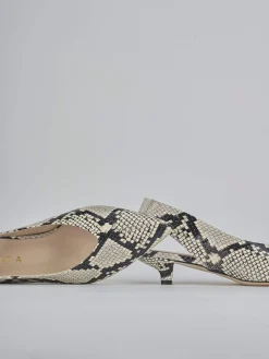 Slingback tacco 4cm pitone beige