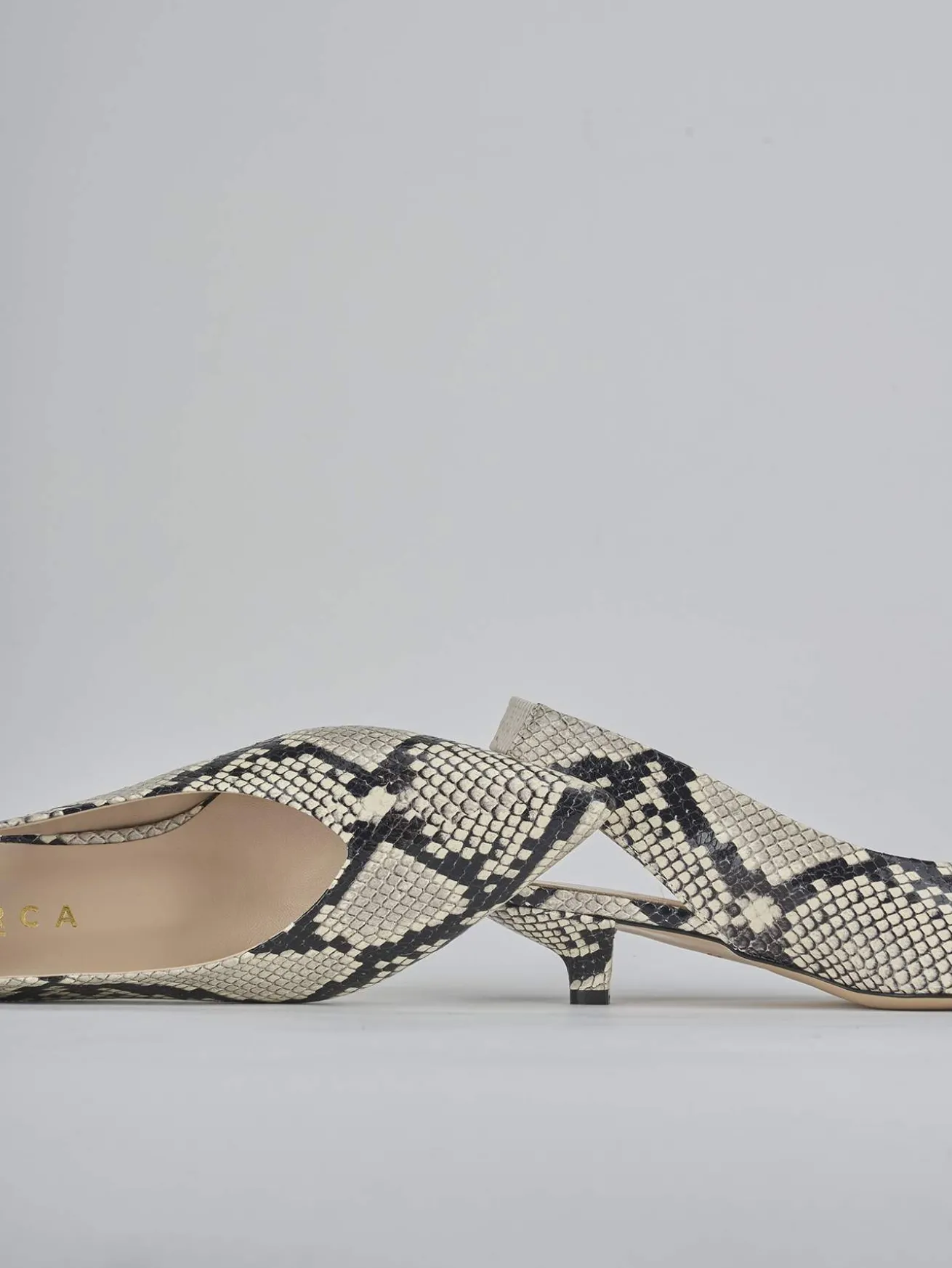 Slingback tacco 4cm pitone beige