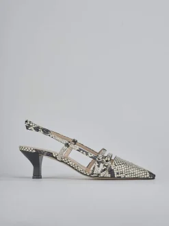 Slingback tacco 6cm pitone beige