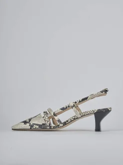 Slingback tacco 6cm pitone beige