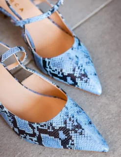 Slingback tacco 5cm pitone rosa