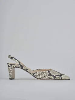 Slingback tacco 6cm pitone beige