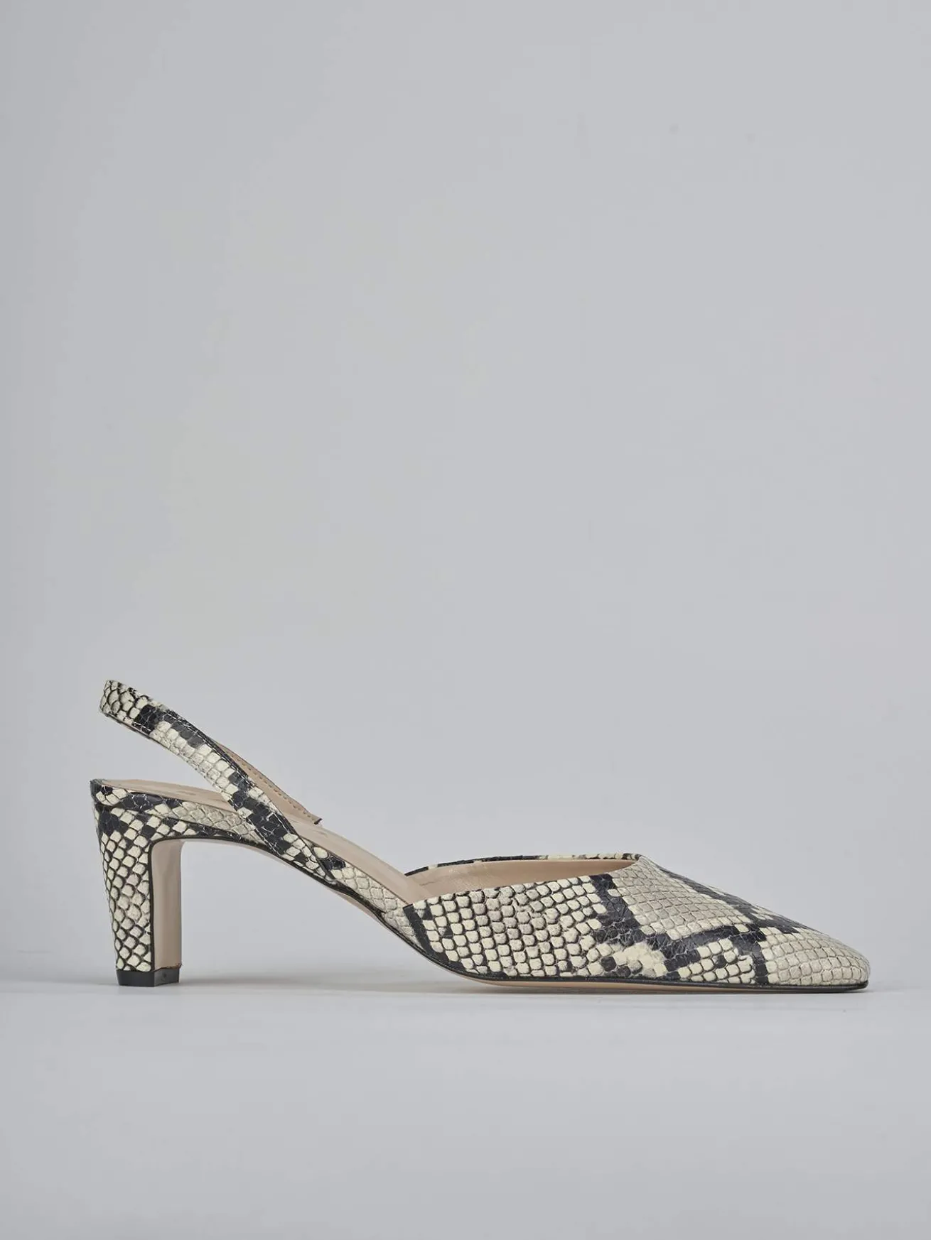 Slingback tacco 6cm pitone beige