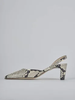 Slingback tacco 6cm pitone beige