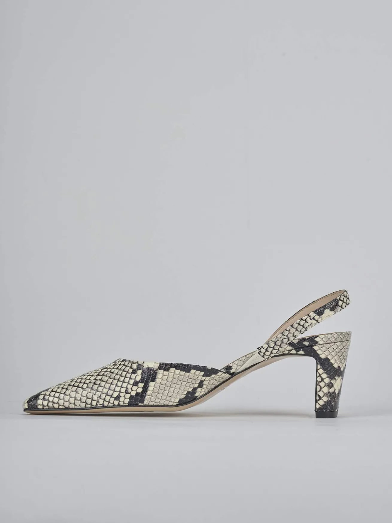 Slingback tacco 6cm pitone beige