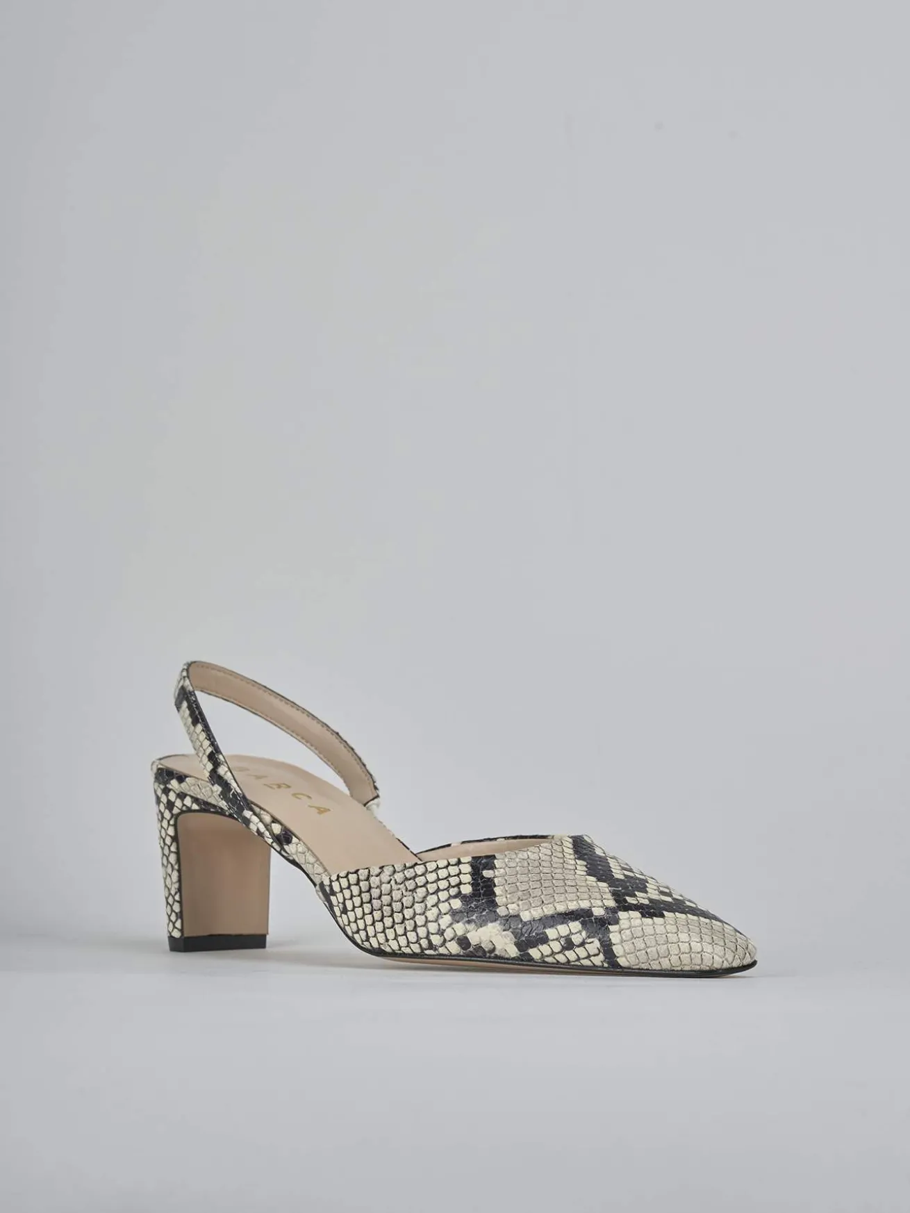 Slingback tacco 6cm pitone beige