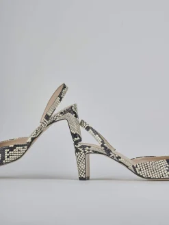 Slingback tacco 6cm pitone beige