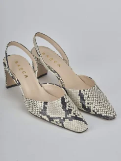 Slingback tacco 6cm pitone beige