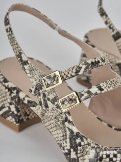 Slingback tacco 4cm pitone beige