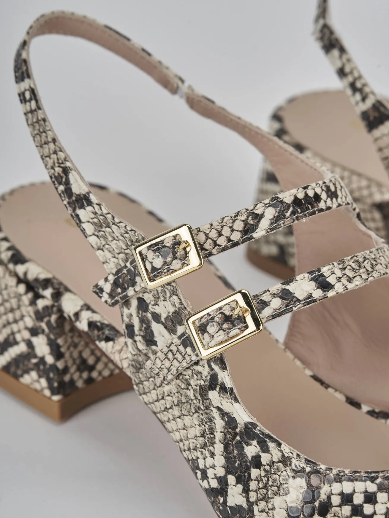 Slingback tacco 4cm pitone beige