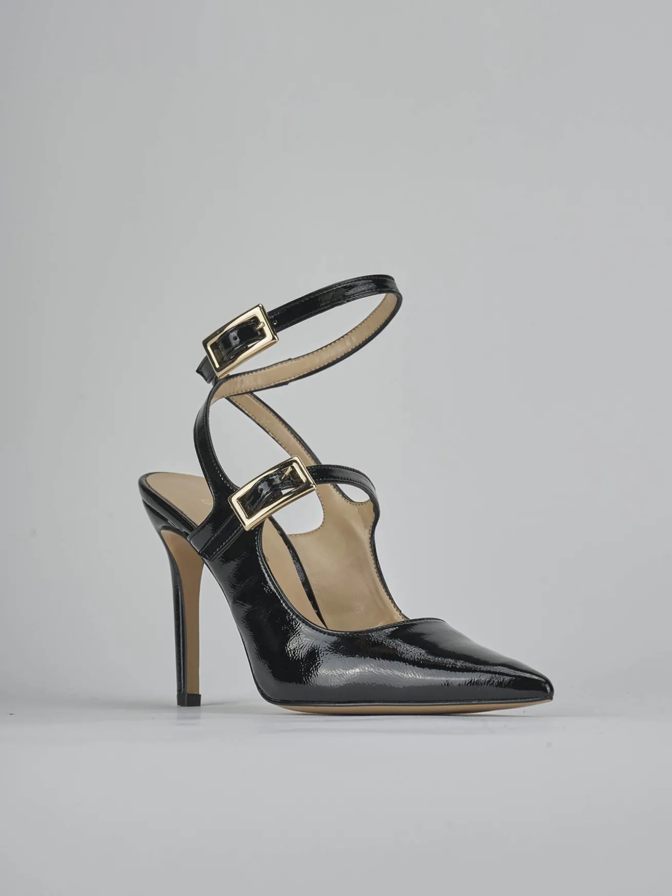 Slingback tacco 9cm vernice nero
