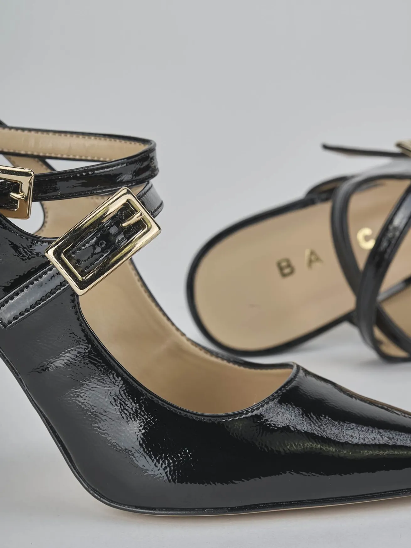 Slingback tacco 9cm vernice nero