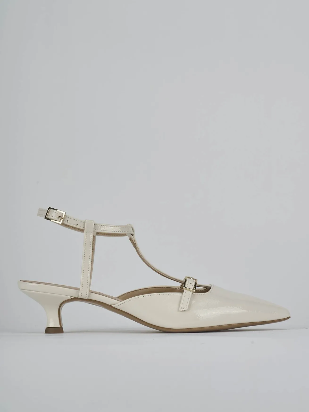 Slingback tacco 4cm vernice bianco