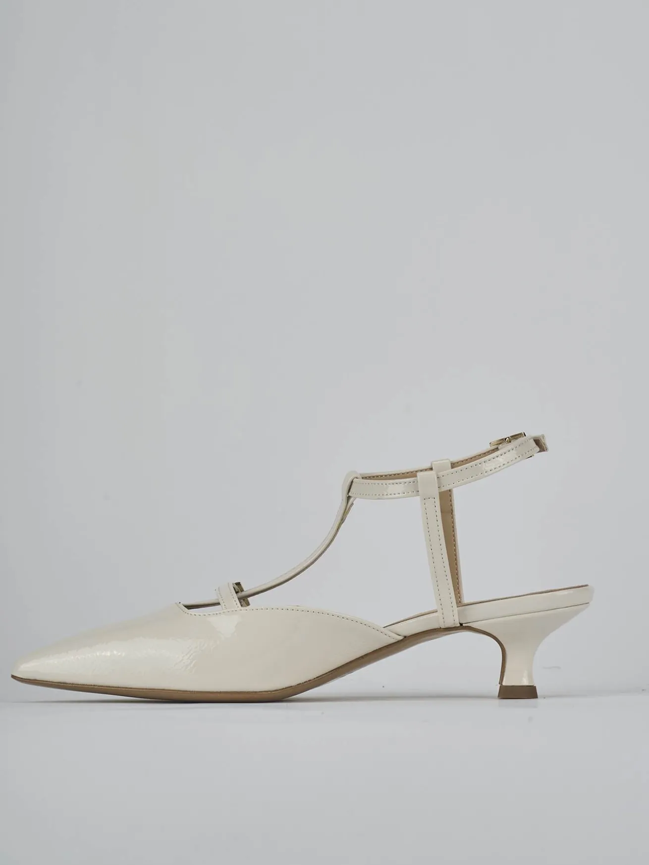 Slingback tacco 4cm vernice bianco
