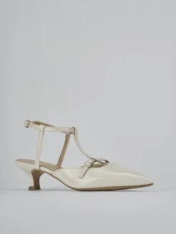 Slingback tacco 4cm vernice bianco