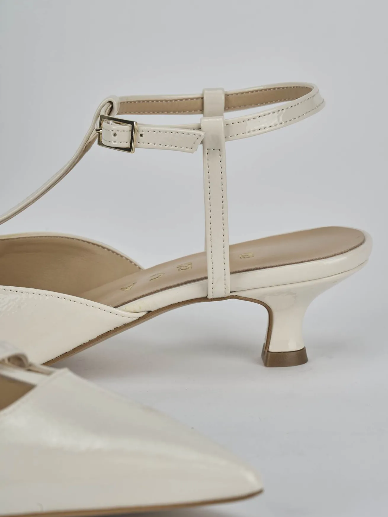 Slingback tacco 4cm vernice bianco