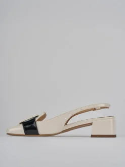 Slingback tacco 4cm vernice beige